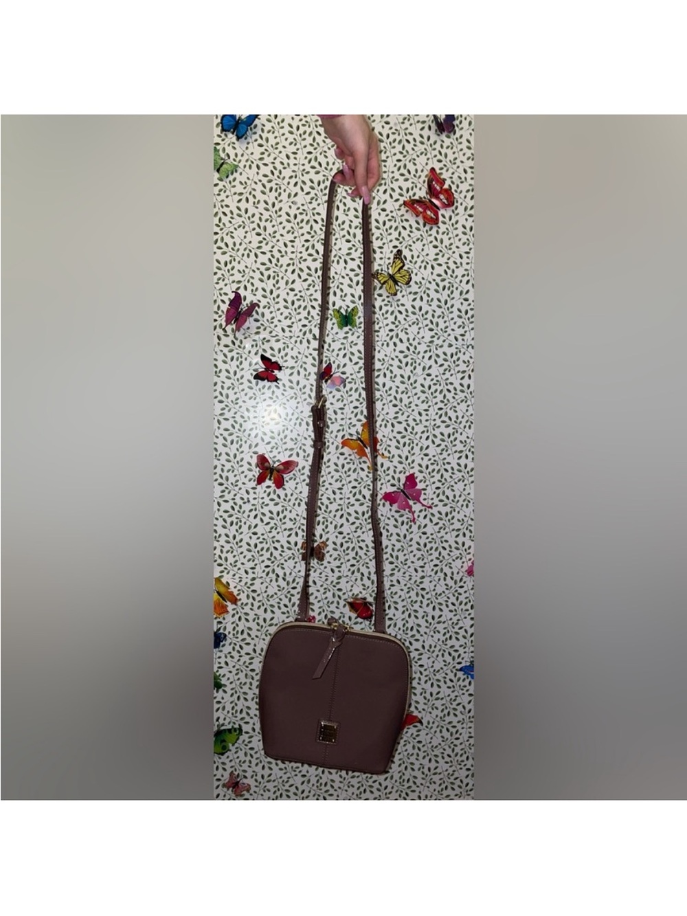 Dooney & Bourke Mink Patent Leather Trixie Crossbody Purse
